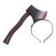 thumbnail image 2 of Hacha de plástico a través de la Cabeza de Halloween Cruz Hacha de cabeza Hairband Diadema Bloody Plastic Party Decoration, 2 of 7