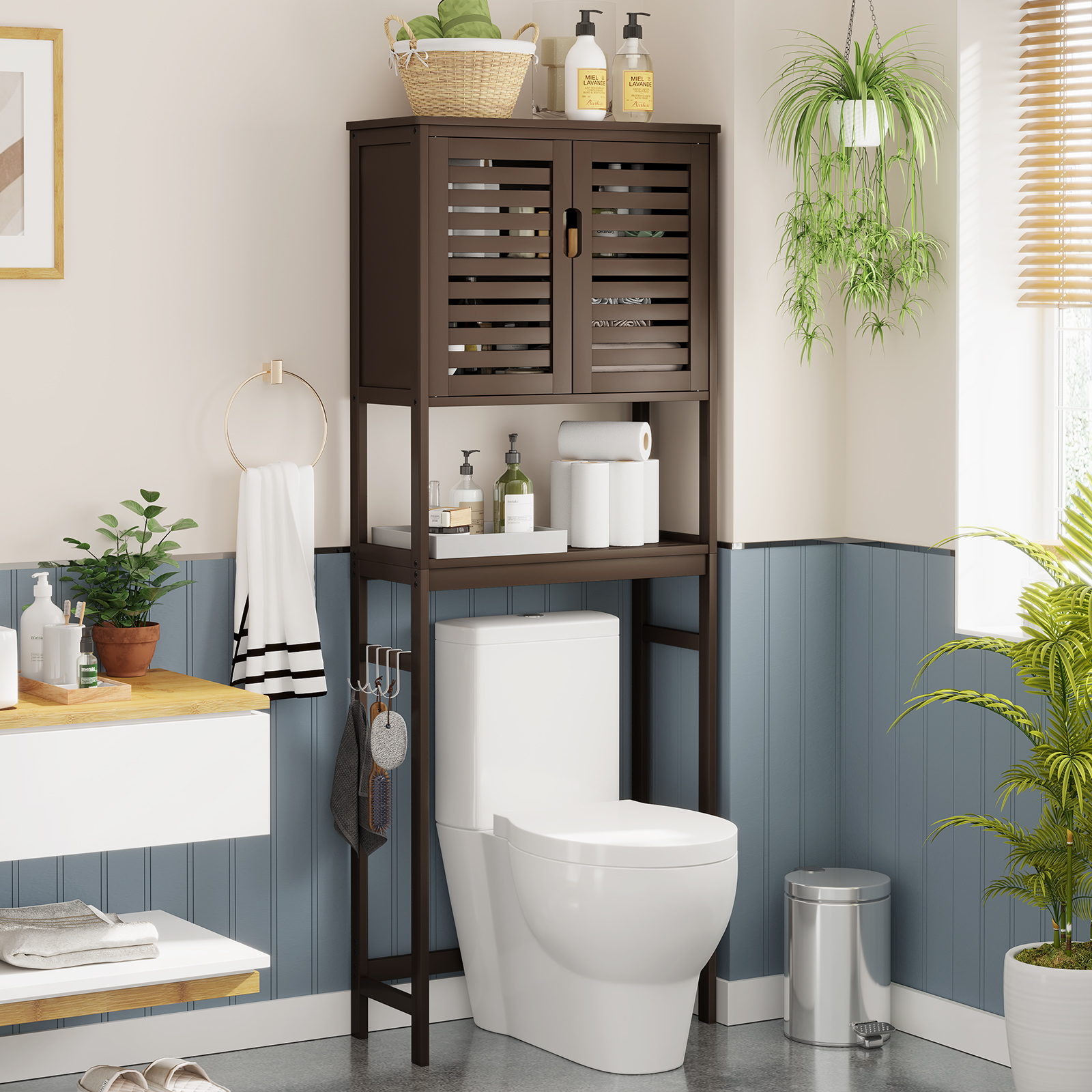 Over The Toilet Storage 4Tier Bamboo Bathroom Organizer Over