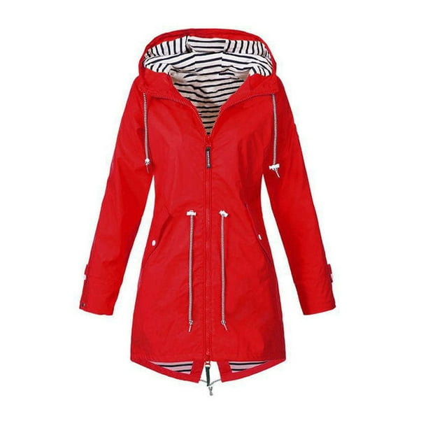 Chamarra impermeable para mujer rojo XXL Yuyangstore Rompevientos Walmart en linea