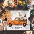 thumbnail image 6 of Gnome Orange Truck Placemats Set of 12 It's Fall Y'll Pumpkin Fall Maple Leaf Heat Insulated Linen Place Mats, Washable Stain-Proof Table Mats for Dining Tables Holiday Decor 13x19inch, 6 of 9