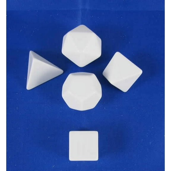 Platonic Blank Dice White Dice with No Pips D6 16mm (5/8in) Pack of 5 Koplow Games