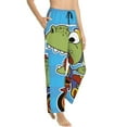 thumbnail image 2 of Kll Womens Dinosaur Riding A Motorcycle Print Pajama Pants Soft Pajama Bottoms For Women Cozy Lounge Pants, 2 of 9