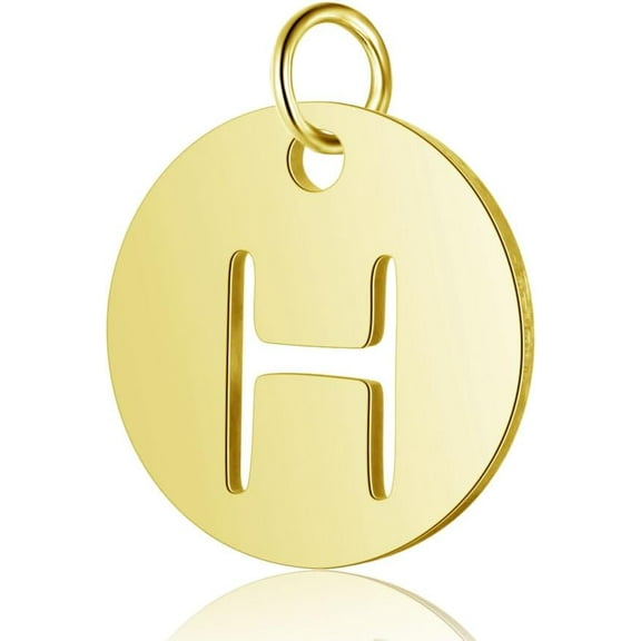 5Pcs 304 Stainless Steel Charms Flat Round with Letter Jewelry Making Charms for Women Festival Elegant Gifts Personalized Jewelry Letter.H 12x1mm Hole: 2.5mm