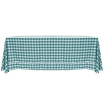 Ultimate Textile (5 Pack) 90 x 132-Inch Rectangular Polyester Gingham Checkered Tablecloth - for Picnic, Outdoor or Indoor Party use, Teal and White