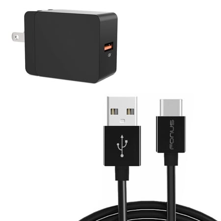 6ft Long USB-C Cable 18W Fast Home Charger for Cricket Debut Flex / Boost Mobile Summit Flip Power Cord Wall AC Adapter Long Wire QC3 for Cricket Debut Flex / Boost Mobile Summit Flip