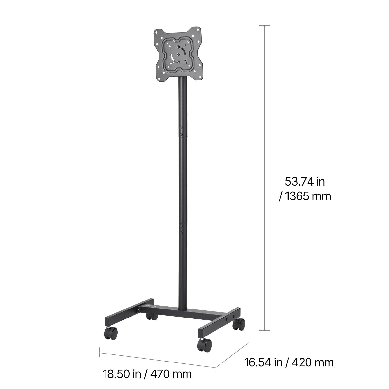 VEVOR Rolling TV Stand, Mobile TV Cart for 17-55 Inch Screens, Portrait to Landscape, Portable TV Stand with Wheels Holds up to 44 lbs for Living Room, Bedroom, Office, Outdoor, Max VESA 200x200mm