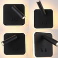 thumbnail image 3 of Lámpara de pared LED para mesita de noche, lámpara de pared de fondo para sala de estar, pasillo, hotel, ingeniería china, (foco giratorio cuadrado negro, luz blanca cálida G) JM, 3 of 4