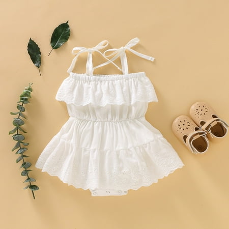 

THE WILD Toddler Girl Sleeveless Solid Lace Dress Romper Clothes Outfits