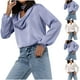 thumbnail image 1 of Sudadera con capucha larga,Camisa de cuello drapeado para mujer, holgada, de manga larga y escote en V, de tejido suave y transpirable, ideal para uso diario y en casa, sopatenor, 1 of 6