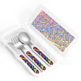 thumbnail image 4 of Kdxio Vintage Audio Cassettes Toddler Utensils Set - Kids Silverware Set, Set Kids Utensils Set with Case for Preschooler Children, 4 of 8