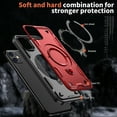 thumbnail image 2 of 360° Rotatable Magnetic Ring for iPhone 11 Case, Compatible with MagSafe [Non-Slip Texture Edge] [Built-in Kickstand] [Military Shockproof] Matte Soft TPU Bumper Ultra Slim, Red, 2 of 5