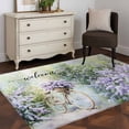 thumbnail image 5 of 2.7x5 Area Rugs, Purple Lavender Non-Skid Rubber Backing Large Rectangle Rugs - Living Room Bedroom Home Office, Green Leaves Spring Bike Botanical Indoor Floor Mat Carpets Washable Rug, 5 of 9
