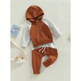 thumbnail image 3 of Bagilaanoe 2Pcs Toddler Baby Boy Long Pants Set Contrast Color Long Sleeve Hoodie Pullover Tops+ Trousers 6M 12M 18M 24M 3T Kids Casual Sweatsuit, 3 of 9