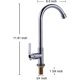 thumbnail image 2 of Grifo de fregadero de agua fría Grifo de barra de acero inoxidable de montaje en cubierta de arco alto de un orificio de una sola manija,11 Feliz Sencillez, 2 of 5
