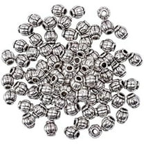 750pcs Lantern Spacer Beads Antique Silver Barrel Beads Tibetan Alloy Corrugated Jewelry Bead Charm Metal Pumpkin Loose Bead Spacers for Bracelet Necklace Jewelry Making(4mm Hole: 1mm)