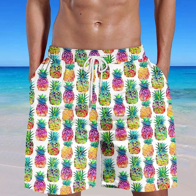 Puntoco Pantalones Cortos De Playa Para Hombre Con Bolsillo Con Cordón Y Estampado De Pantalones Cortos Naranja L