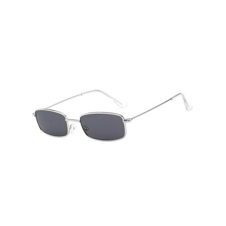 JVOGGY Vintage Slender Square Sunglasses Metal Small Rectangular Frame Glasses