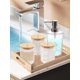 thumbnail image 4 of Muyoka Juego de 4 accesorios de baño, dispensador de jabón transparente de plástico, soporte para cepillo de dientes, tarro de hisopo de algodón, organizador para el hogar, decoración para baño de gra Muyoka Hogar, 4 of 7