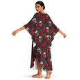 thumbnail image 2 of Xixirimido Gothic Skull Red Roses Print Women Kaftan Dresses Plus Size Beach Cover Up Deep V-Neck Batwing Sleeves Swimsuit Coverups Summer Caftan Dress, 2 of 7