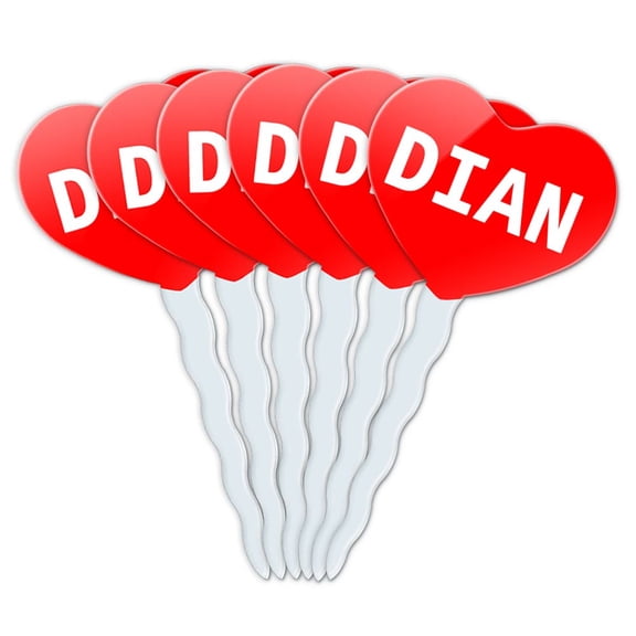 Dian Heart Love Cupcake Picks Toppers - Set of 6