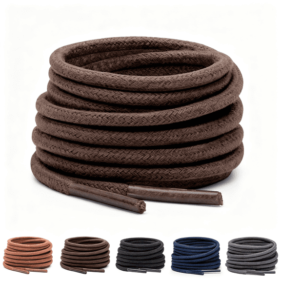TUWAFE Shoe Laces for Dress Shoes - Round Oxford Shoelaces for Men - Brown Dress Shoe Laces Men Multiple Lengths and Colors Available