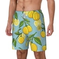 thumbnail image 2 of Uemuo Lemon Pattern Mens Swim Trunks Quick Dry Board Shorts with Mesh Lining, Stretch Beach Shorts Quick Dry No-Chafing Board Shorts-Medium, 2 of 9
