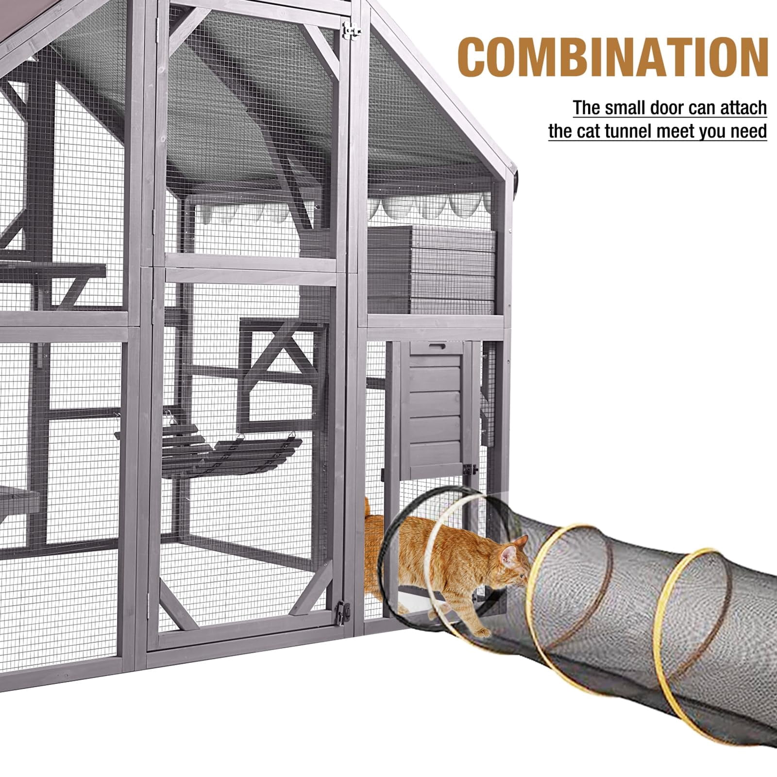 Aivituvin Cat House Outdoor Catio for Cat Enclosure Large Kitty Shelter with Waterproof Cover, Platforms,55" Kitty Playpen