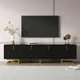 thumbnail image 4 of Homy Casa TV Stand with Textured Doors, Gold Handles & Legs, 4 of 12