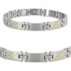 14kt Yellow Gold Diagonal Stripes Stainless Steel Men's Bracelet