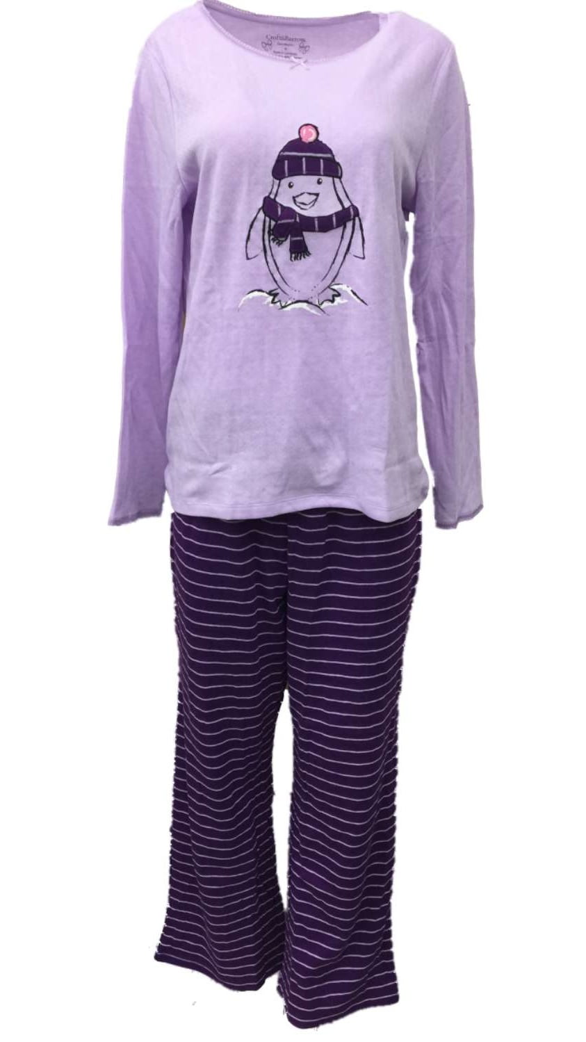 Croft & Barrow Croft Barrow Womens Purple Penguin Pajamas Stretch Fit