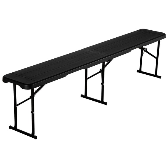 CAFORKP Foldable Plastic Bench 6FT,2-Pack for Camping Soccer Events,Black with Carry Bags