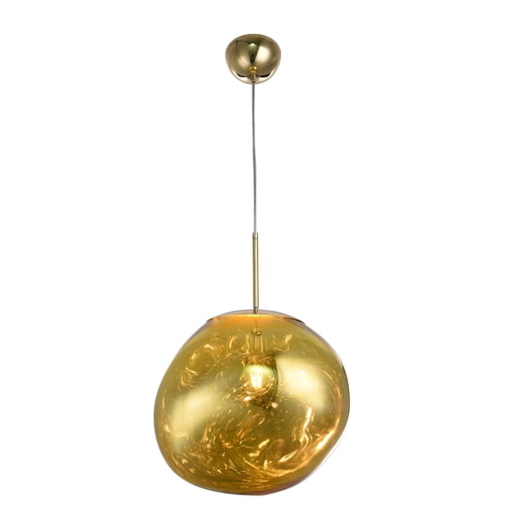 Bethel a Single Pendant Gold Acrylic Orb Light with Gold Hardware