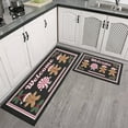 thumbnail image 3 of Christmas Kitchen Rug Set of 2 Non Slip Kitchen Mats for Floor,Welcome Christmas Gingerbread Man Candy Kitchen Rugs and Mats for Bathroom,Room Door (47x17+30x17in), 3 of 6