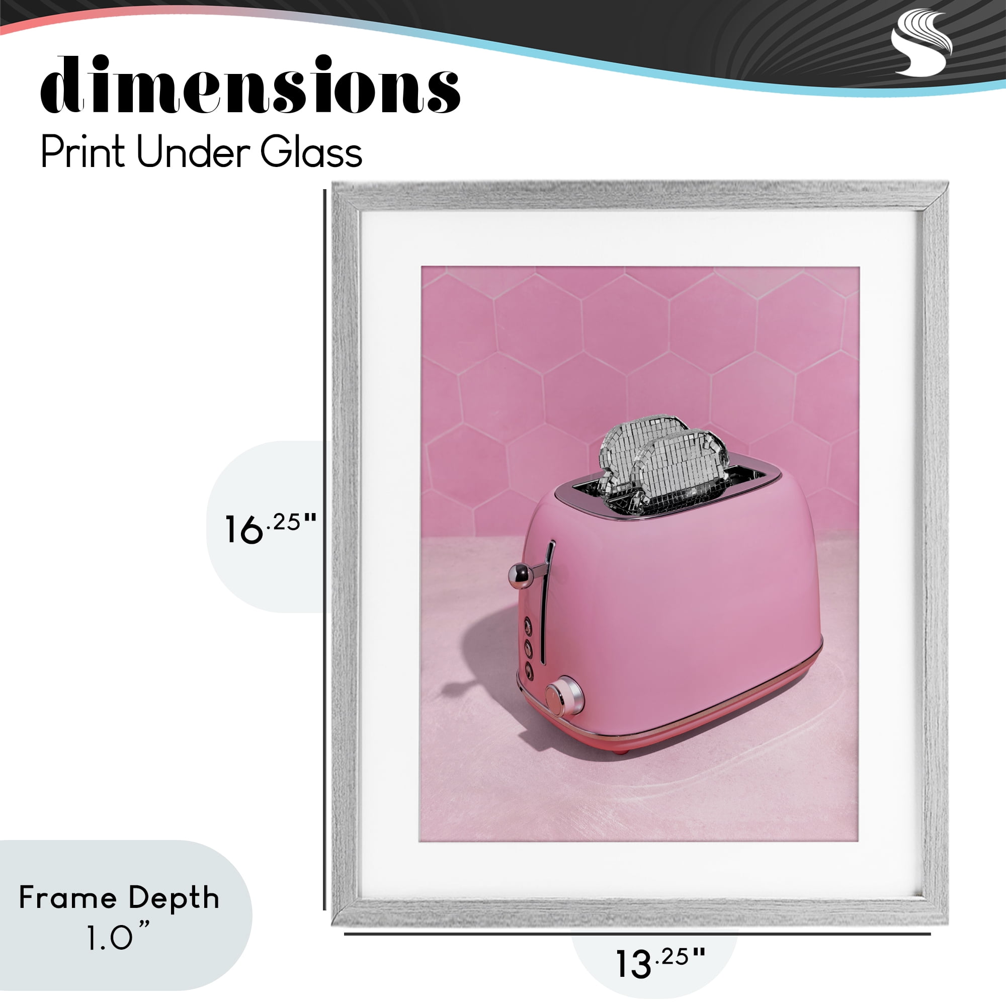 Stupell Industries Disco Toaster over Pink Gray Framed Print Under Glass, design by LISH Creative