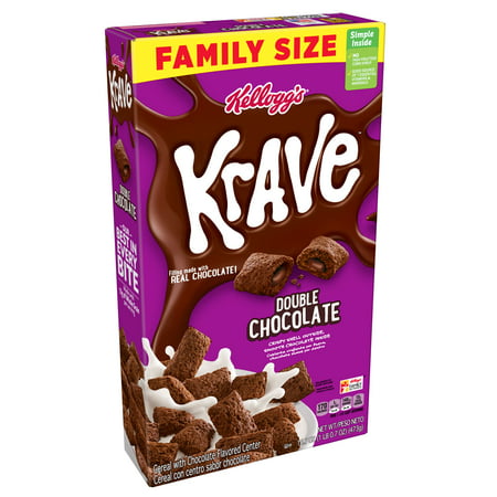 Kellogg's Krave Breakfast Cereal, Double Chocolate, Family Size, 16.7