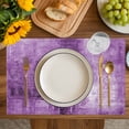 thumbnail image 2 of Purple Placemats for Dinning Table Set of 6, Retro Oil Painting Modern Abstract Art Aesthetics Burlap Kitchen Place Mats Waterproof Cloth Table Mats, Indoor Outdoor Placemats Easy Clean Dinner Decor, 2 of 8