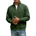 thumbnail image 6 of Men's Casual Loose Fit Sweatshirt with Raglan Stitching and Stand Collar Zipper, Relaxed Pullover for Everyday Wear and Outdoor Activities,Army Green,L, 6 of 6