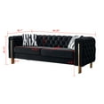 thumbnail image 2 of 84.25'' Tufted Velvet Sofa, 3-Seater Sofa with 2 Pillows and Armrests, Modern Chesterfield Living Room Sofa Couch for Living Room, Conference Room, Black, 2 of 8
