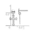 thumbnail image 2 of 14k White Gold Polished Religious Faith Cross Post Long Drop Dangle Earrings 16.5x7.5mm Wide Dangle Earring for Women, 2 of 2