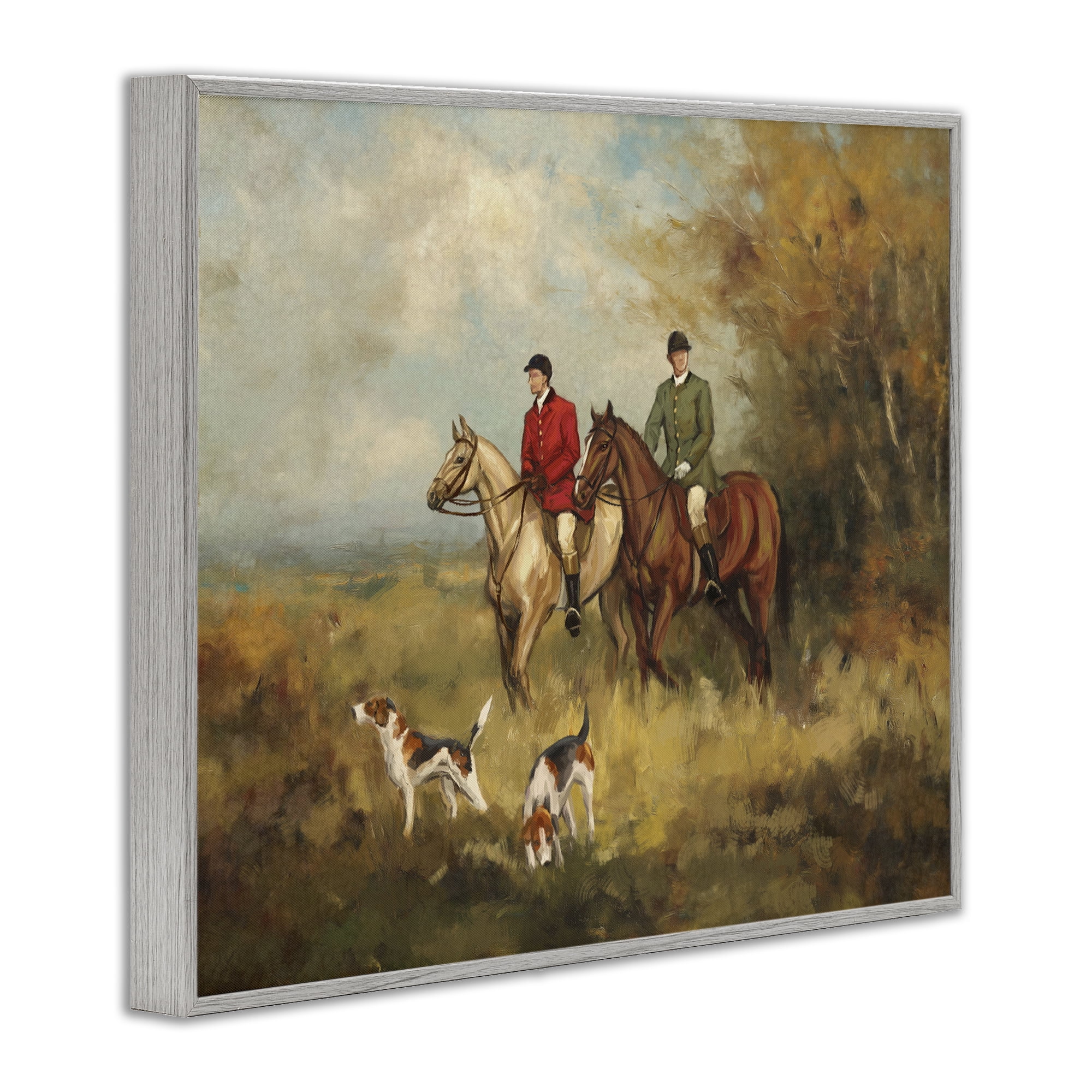 Stupell Industries Autumn Riders with Hounds Gray Framed Giclee Art, design by Ziwei Li