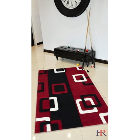 - Handcraft Rugs Red/White/Black and Grey,Beautiful High quality,geometric Modern Contemporary Hand Curved Rugs.