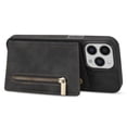 thumbnail image 3 of For iPhone 15 Pro Max Zipper Pocket Phone Case Kickstand Wallet PU Leather Coated TPU Cover, 3 of 5