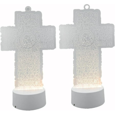 RBN Lady Guadalupe Guardian Angel Cross LED 7 Multi Color Cutout Baptism Centerpiece 1st Communion Children Kids Party Favors Decor Christening Virgen De Guadalupe - 6 PCS