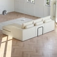 thumbnail image 3 of SOULART 99" Boneless Couch, Beige L-Shaped Sectional Sofa with Chaise and 3 Pillows, Modern Couches for Living Room, No Assembly Required, 3 of 9