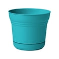 thumbnail image 6 of Bloem Saturn 5" Round Plastic Planter - Indoor/Outdoor, Snap-in Saucer & Drainage Holes, Bermuda Teal, 4-Pack, 6 of 9