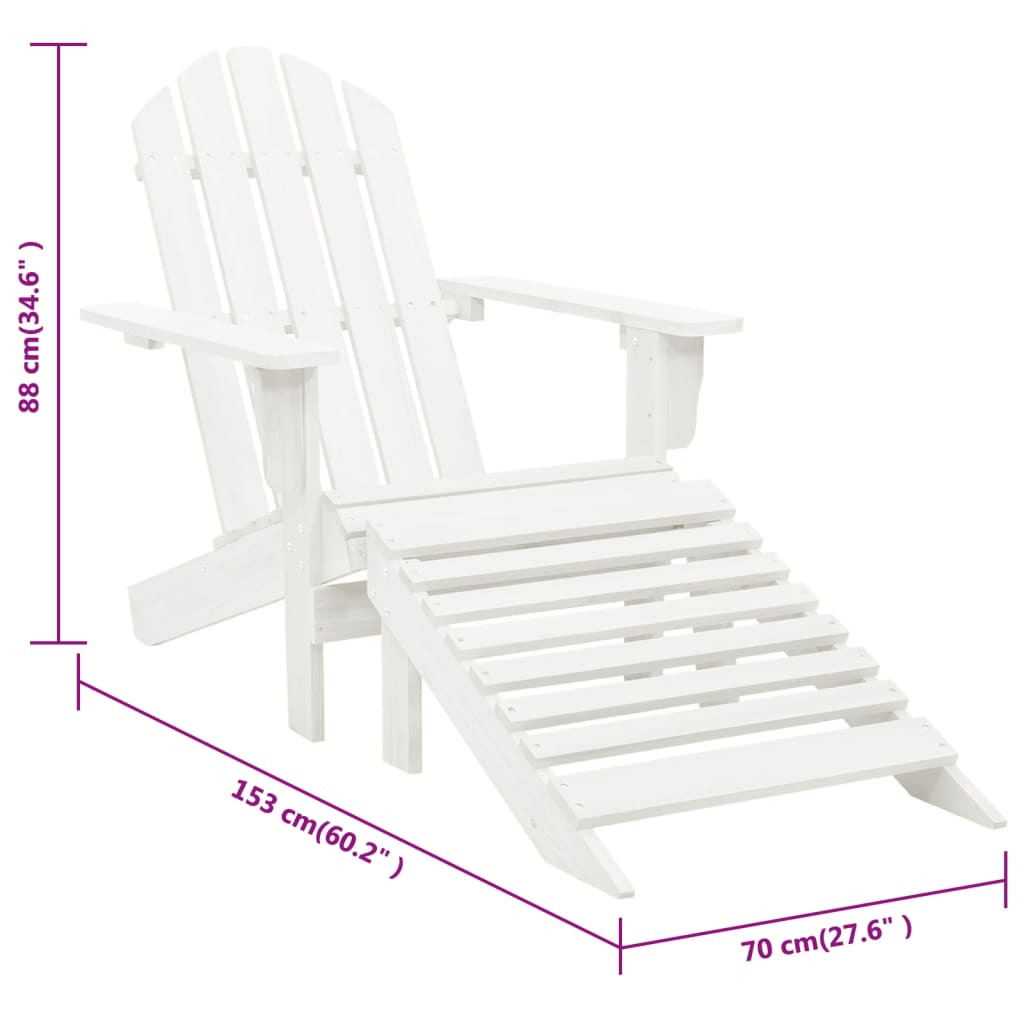 vidaXL Adirondack Chair Patio Adirondack Chair with Ottoman Solid Wood Fir