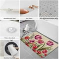 thumbnail image 4 of Kitchen Rugs and Mats,Country Tulip Flowers Red Purple 2 Piece Anti Fatigue Area Runner Rug Set Comfort Standing Floor Mat,Pastoral Botanical Retro Linen Non Slip Absorbent Doormats for Laundry, 4 of 6