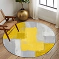 thumbnail image 2 of Round Rugs 8 Ft, Yellow Abstract Non Slip Area Rugs for Kitchen Bedroom Entryway, Grey Geometric Oil Painting Vintage Gradient Washable Carpet Runner Rug Floor Mats for Bedroom Home Decor, 2 of 8