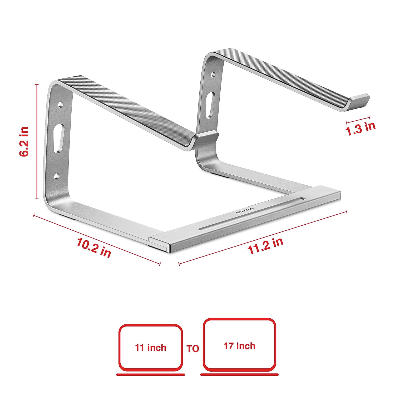 Staples TECH 11.2 x 10.2 Aluminum Laptop Stand Silver (ST62653)