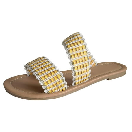 

dmqupv Plush Slippers for Women Breathable Flat Women Slippers Shoes Peep Slipper Socks for Women Grippers Fuzzy Yellow 11